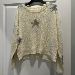 Altar'd State Cream and Gray Star Sweater